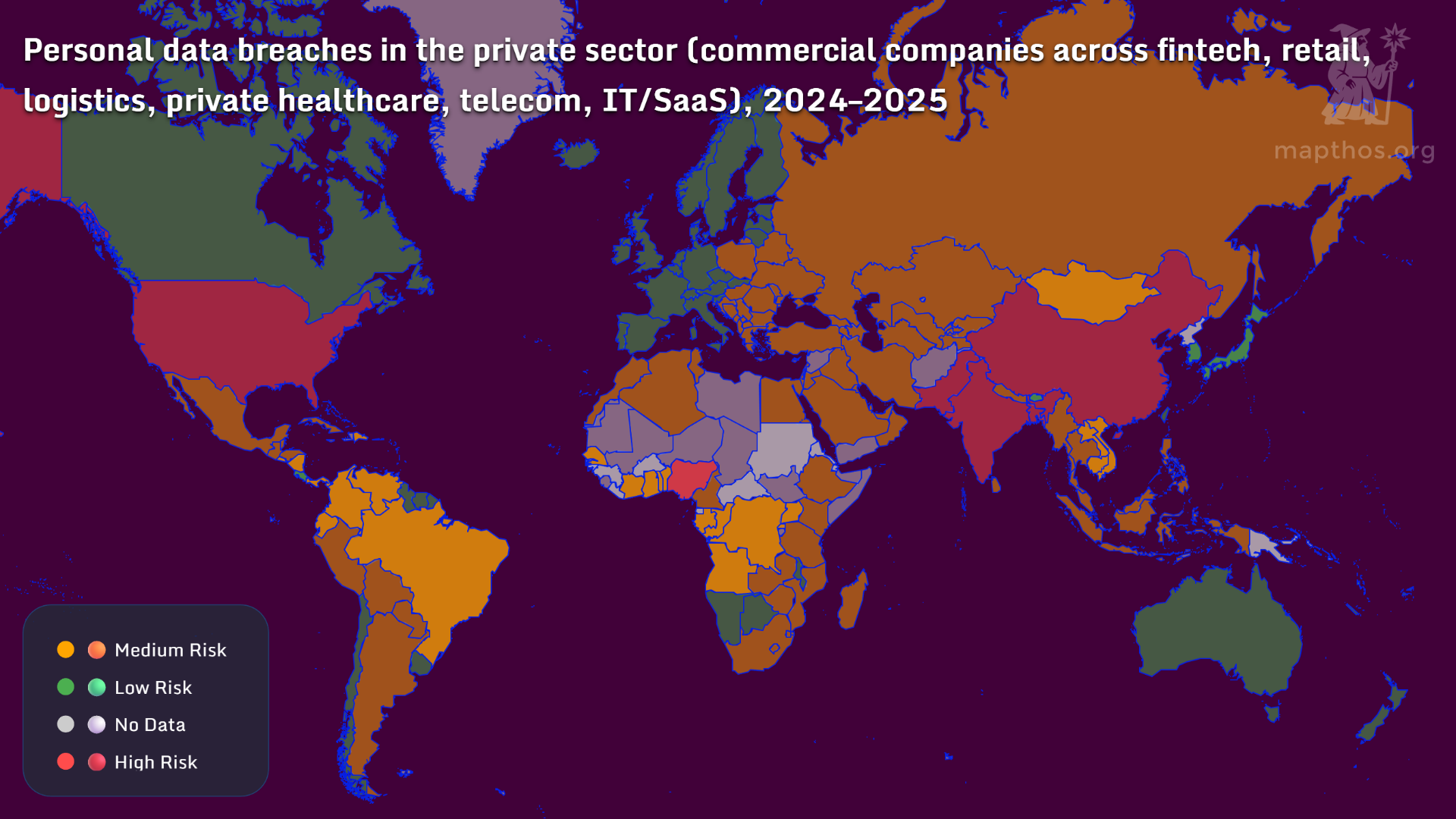 Map of personal data breaches in the private sector 2024–2025